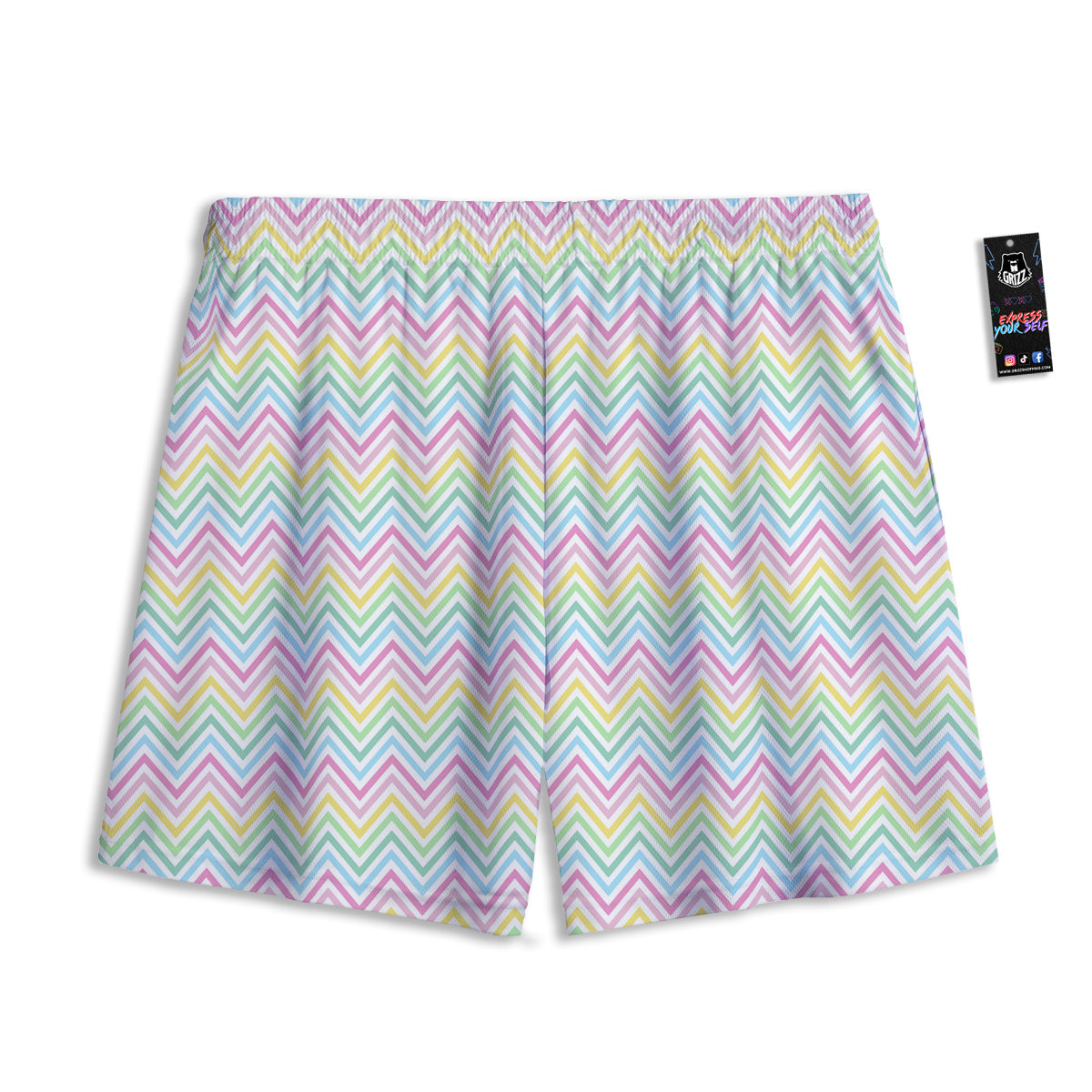 Zigzag Colorful Print Pattern Mesh Shorts-grizzshop