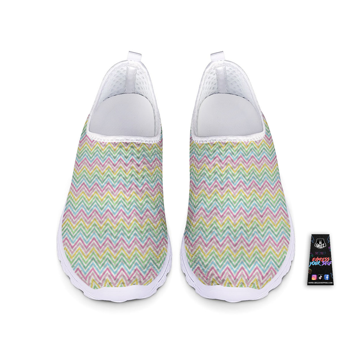 Zigzag Colorful Print Pattern Nurse Shoes-grizzshop