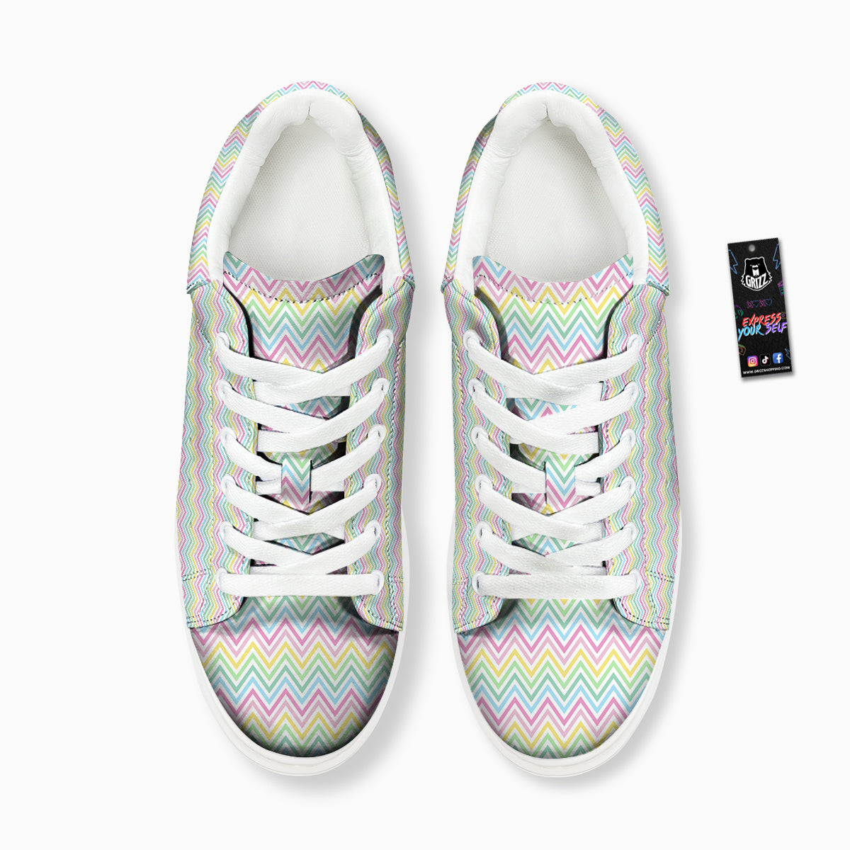 Zigzag Colorful Print Pattern Platform Shoes-grizzshop