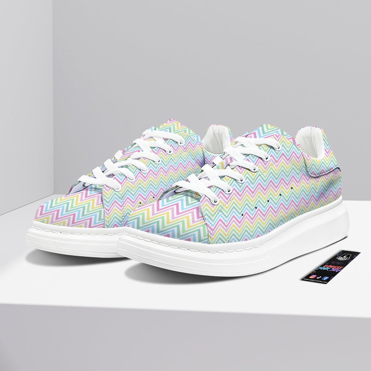 Zigzag Colorful Print Pattern Platform Shoes-grizzshop