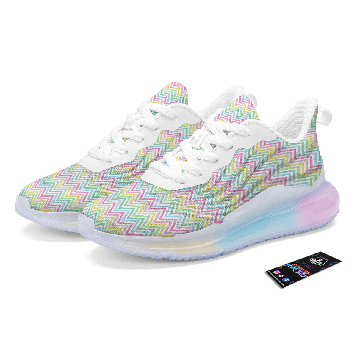 Zigzag Colorful Print Pattern Running Sneakers-grizzshop