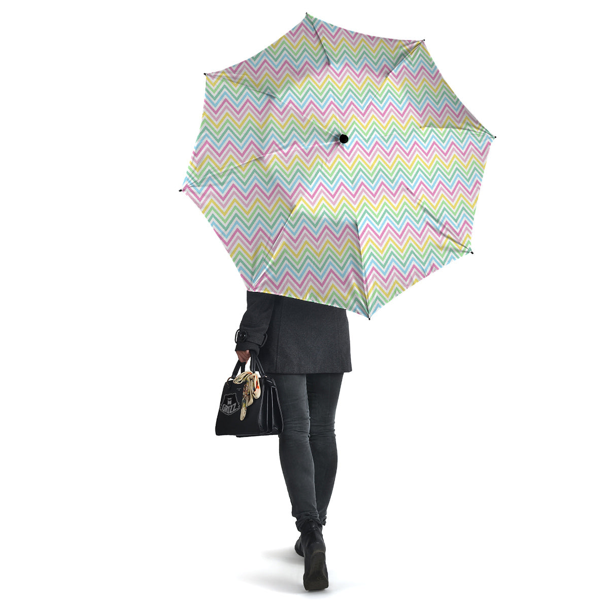 Zigzag Colorful Print Pattern Umbrella-grizzshop