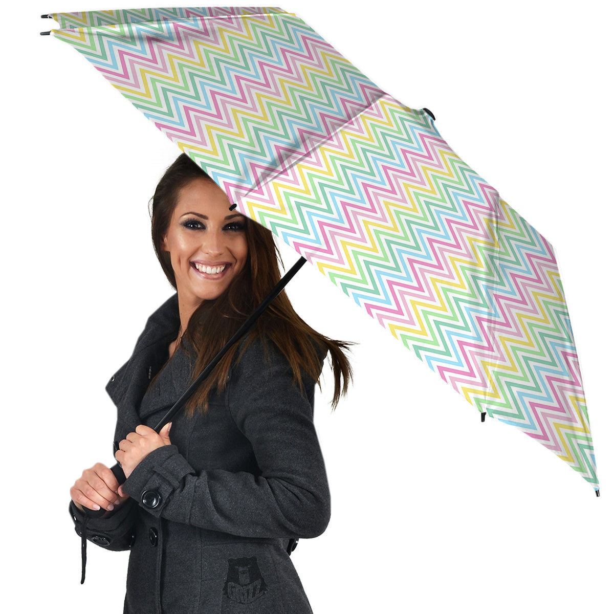 Zigzag Colorful Print Pattern Umbrella-grizzshop