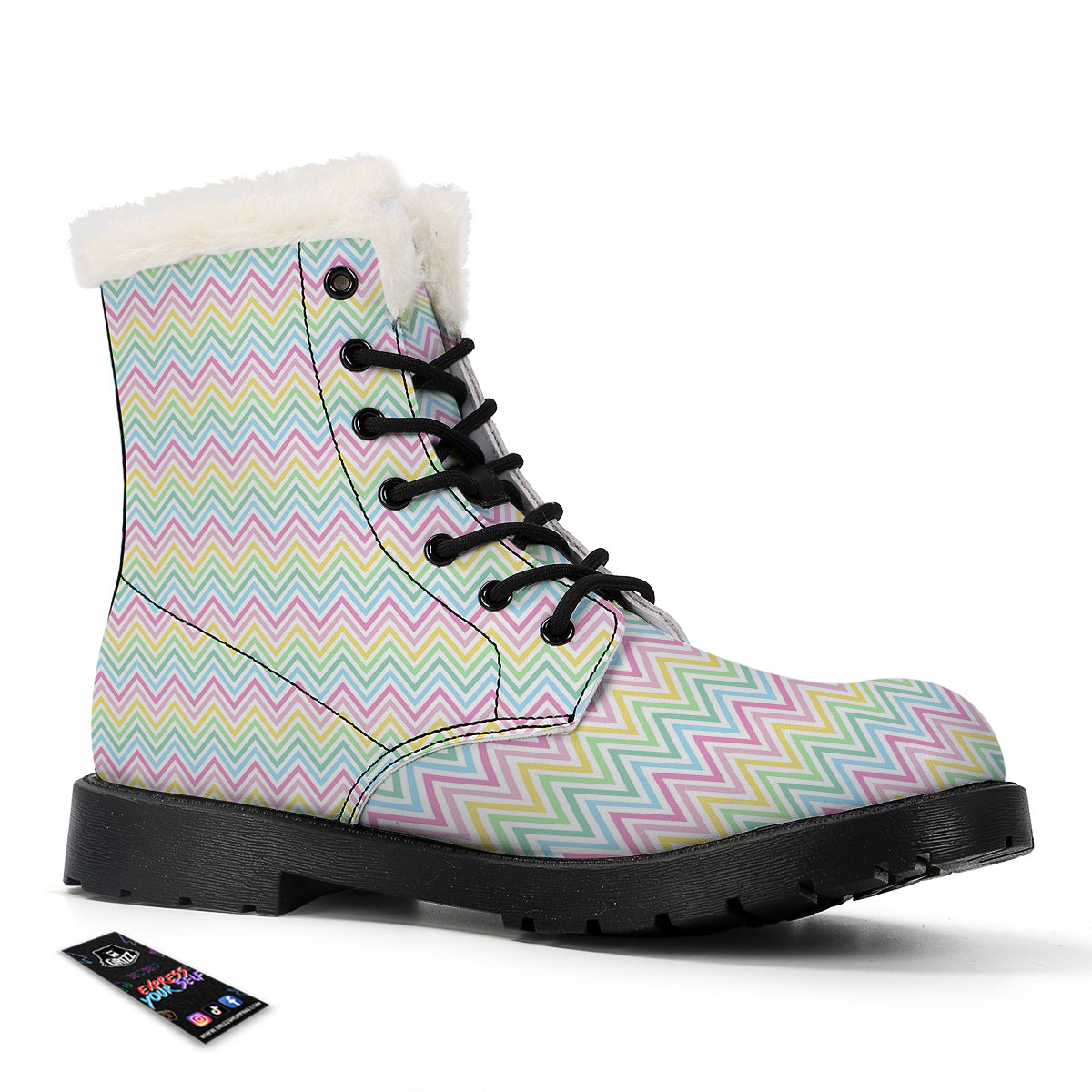 Zigzag Colorful Print Pattern Winter Boots-grizzshop