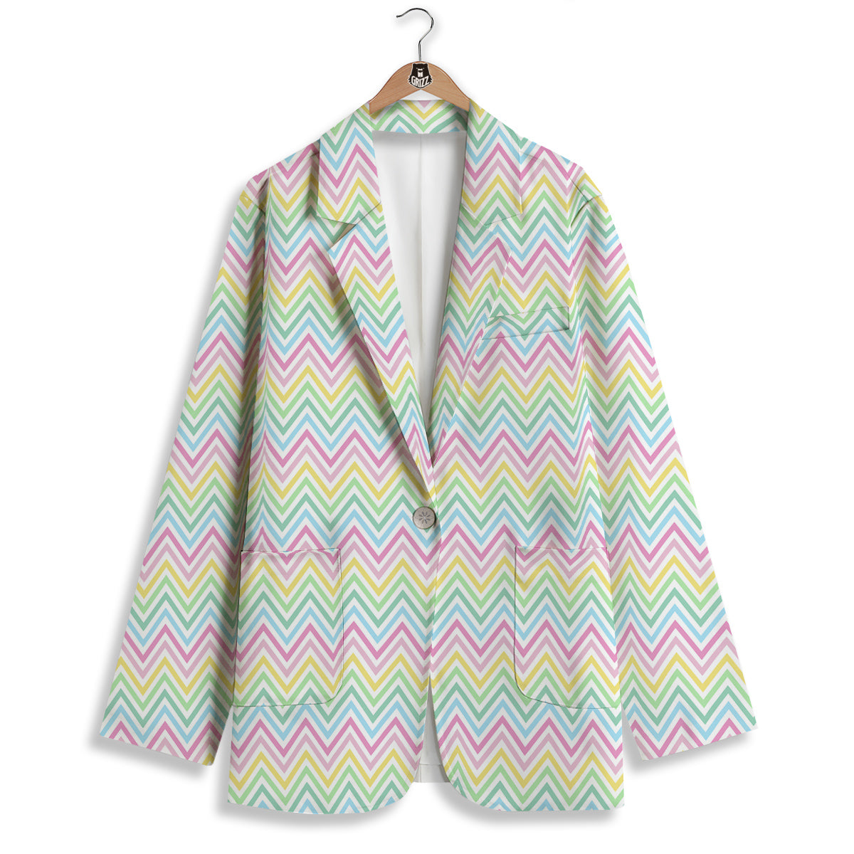 Zigzag Colorful Print Pattern Women's Blazer-grizzshop