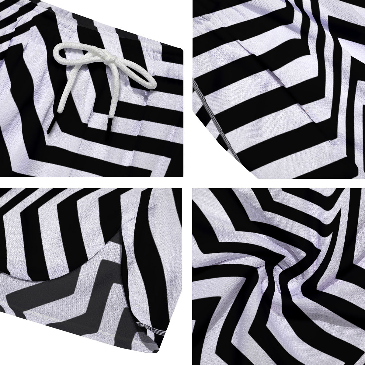 Zigzag Dazzle White And Black Print Men's Running Shorts-grizzshop