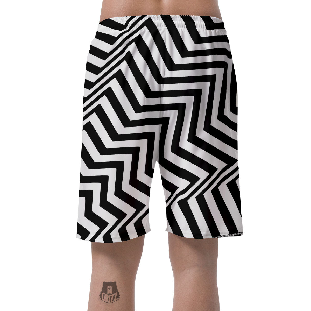 Zigzag Dazzle White And Black Print Men's Shorts-grizzshop