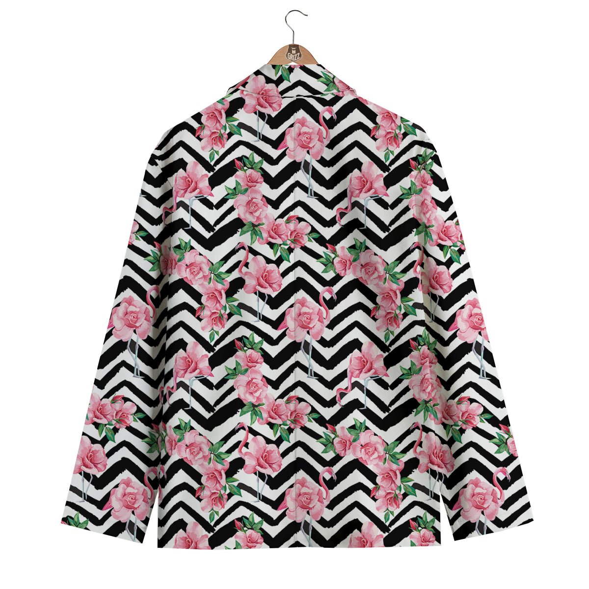 Zigzag Flamingo Flower Men's Blazer-grizzshop