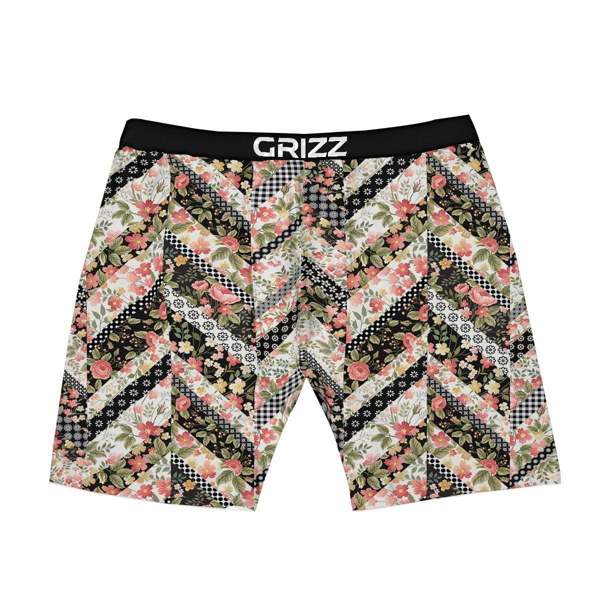 Zigzag Floral Patchwork Print Pattern Boxer Briefs-grizzshop