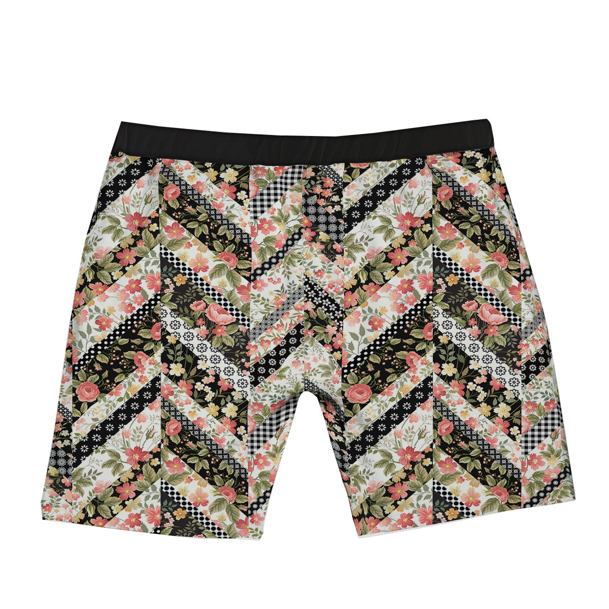 Zigzag Floral Patchwork Print Pattern Boxer Briefs-grizzshop