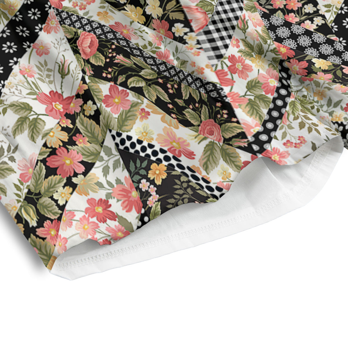 Zigzag Floral Patchwork Print Pattern Men's Athletic Shorts