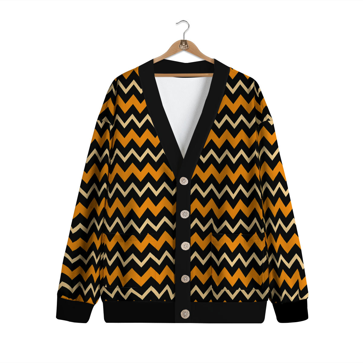 Zigzag Halloween Print Pattern Cardigan-grizzshop