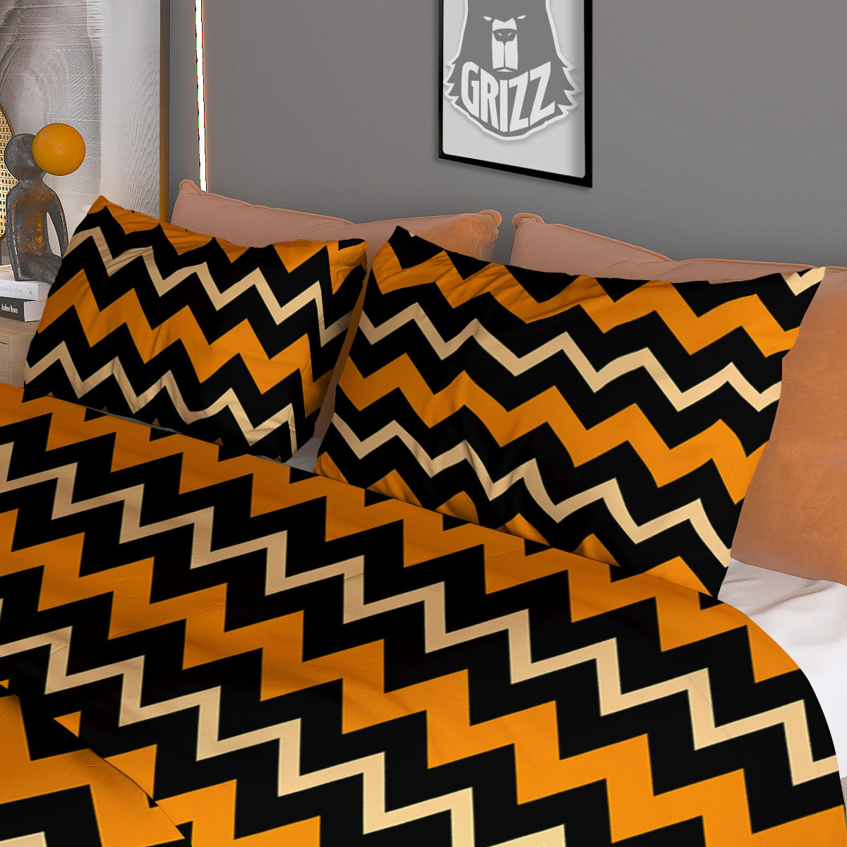 Zigzag Halloween Print Pattern Duvet Cover Bedding Set