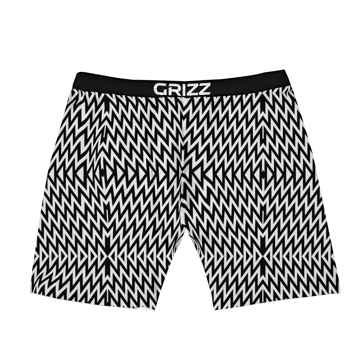 Zigzag Lines Black Print Pattern Boxer Briefs-grizzshop