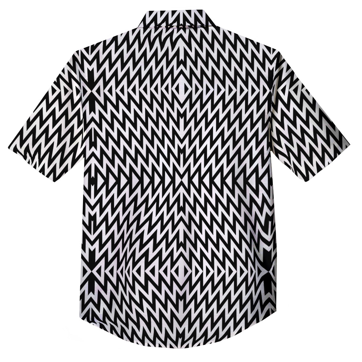 Zigzag Lines Black Print Pattern Button Up Shirt-grizzshop