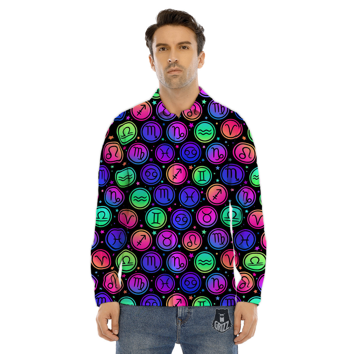 Zigzag Lines Black Print Pattern Men's Dress Shirts-grizzshop