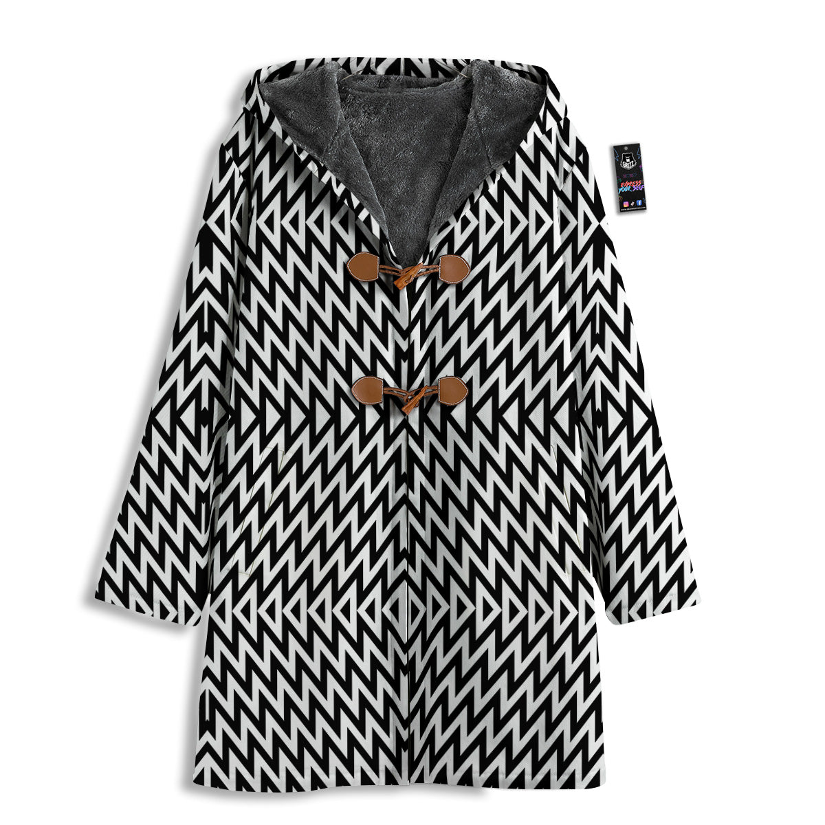 Zigzag Lines Black Print Pattern Men's Windbreaker Jacket-grizzshop