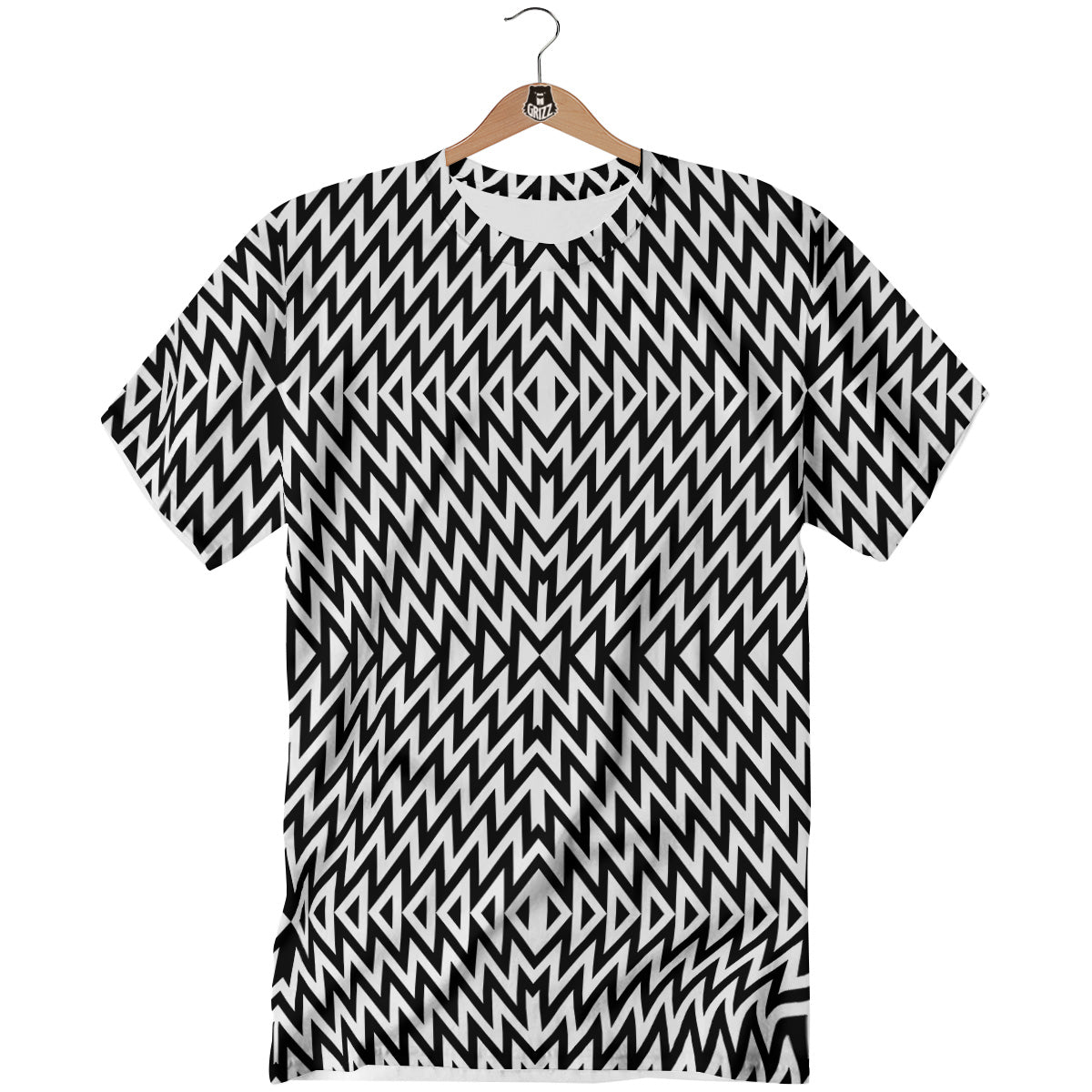 Zigzag Lines Black Print Pattern T-Shirt-grizzshop
