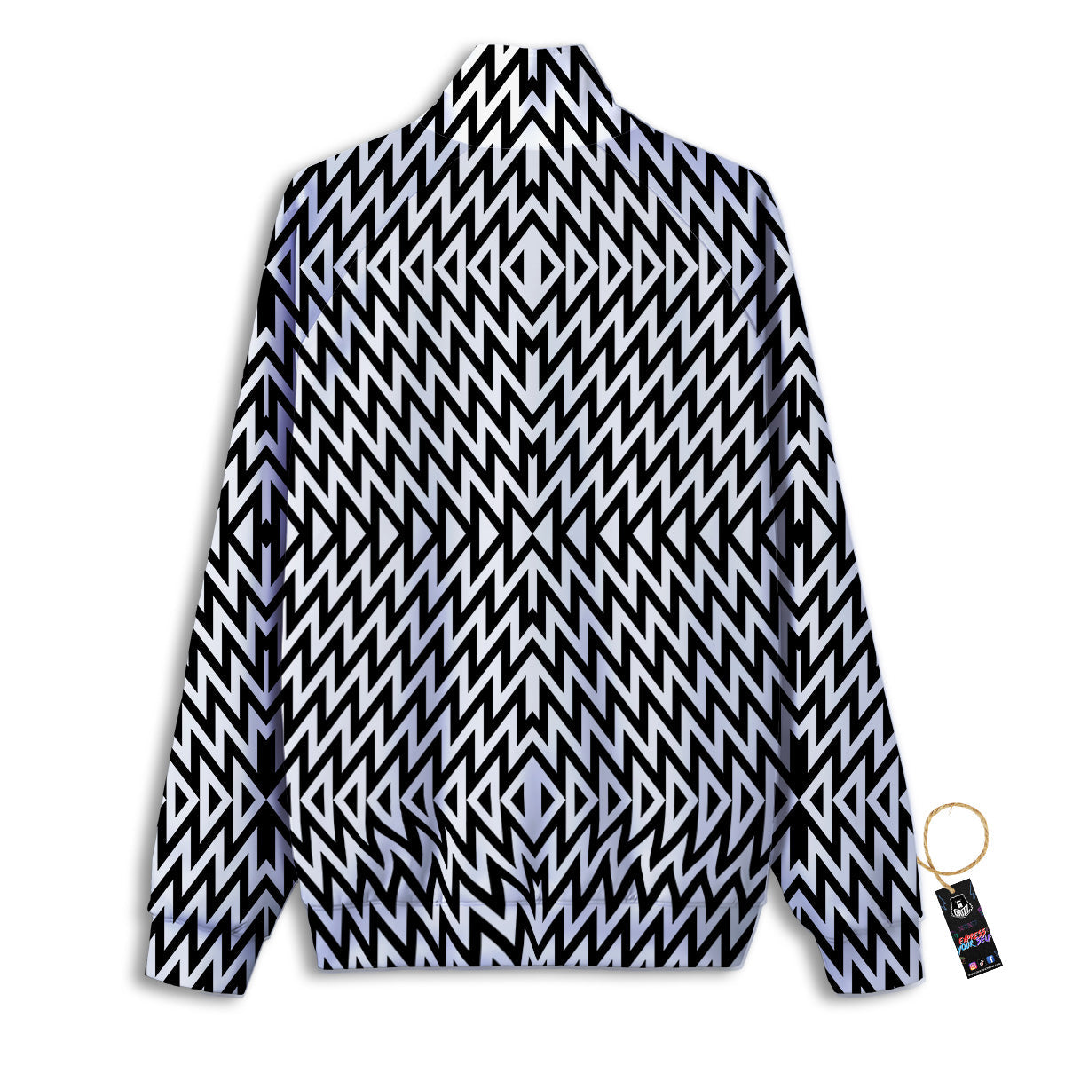 Zigzag Lines Black Print Pattern Track Jacket-grizzshop