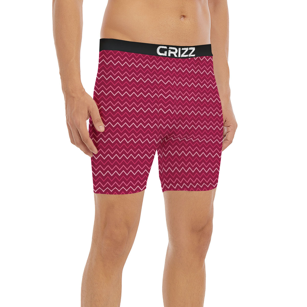 Zigzag Magenta Pink Print Pattern Boxer Briefs-grizzshop