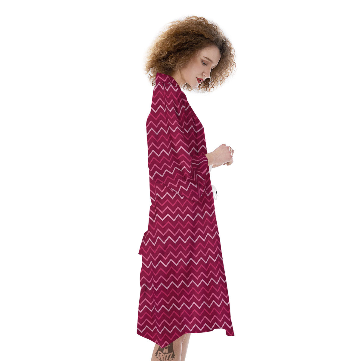 Zigzag Magenta Pink Print Pattern Kimono-grizzshop