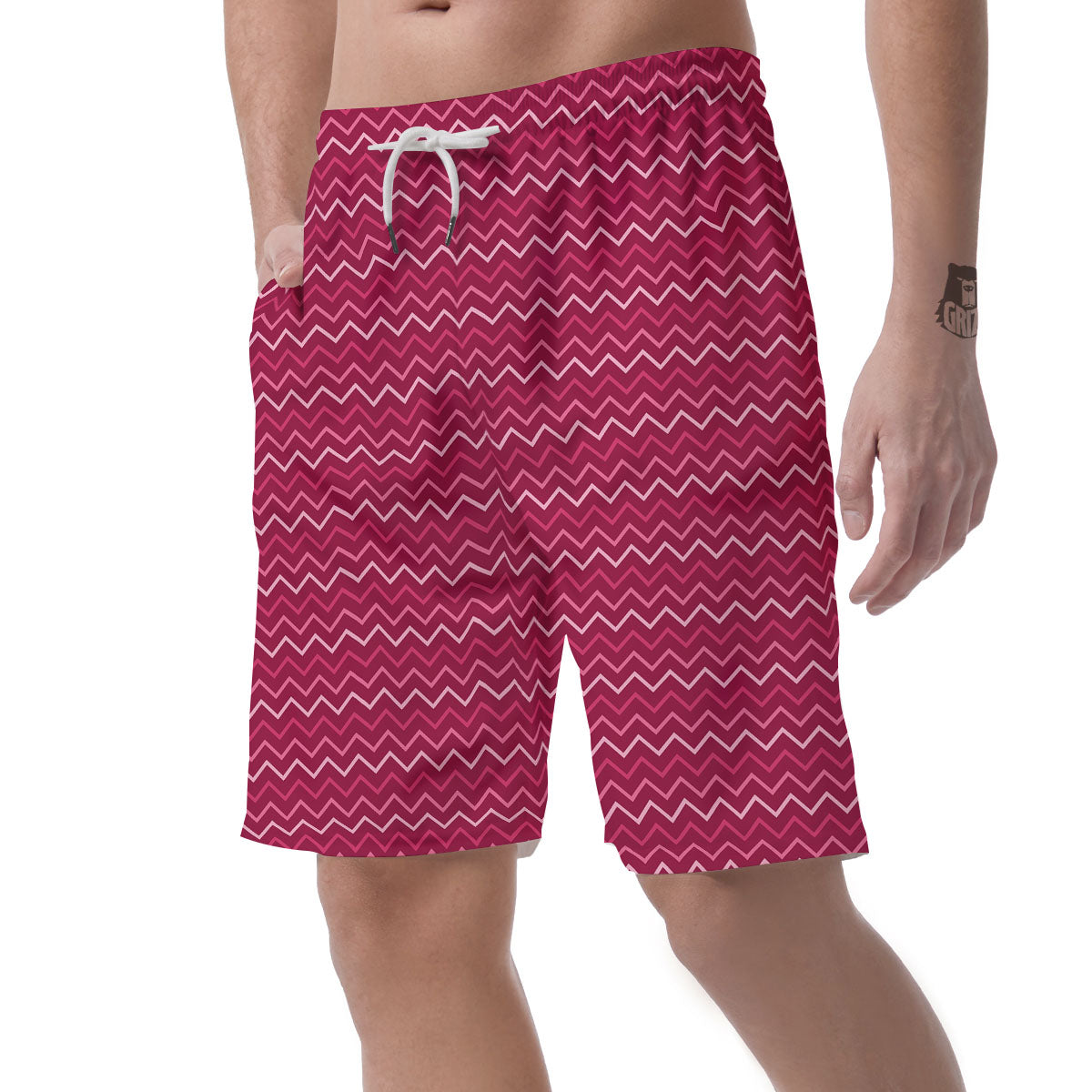 Zigzag Magenta Pink Print Pattern Men's Shorts-grizzshop