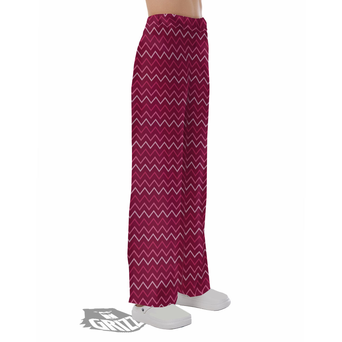 Zigzag Magenta Pink Print Pattern Pajama Pants-grizzshop