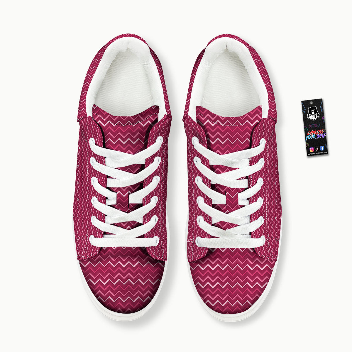 Zigzag Magenta Pink Print Pattern Platform Shoes-grizzshop