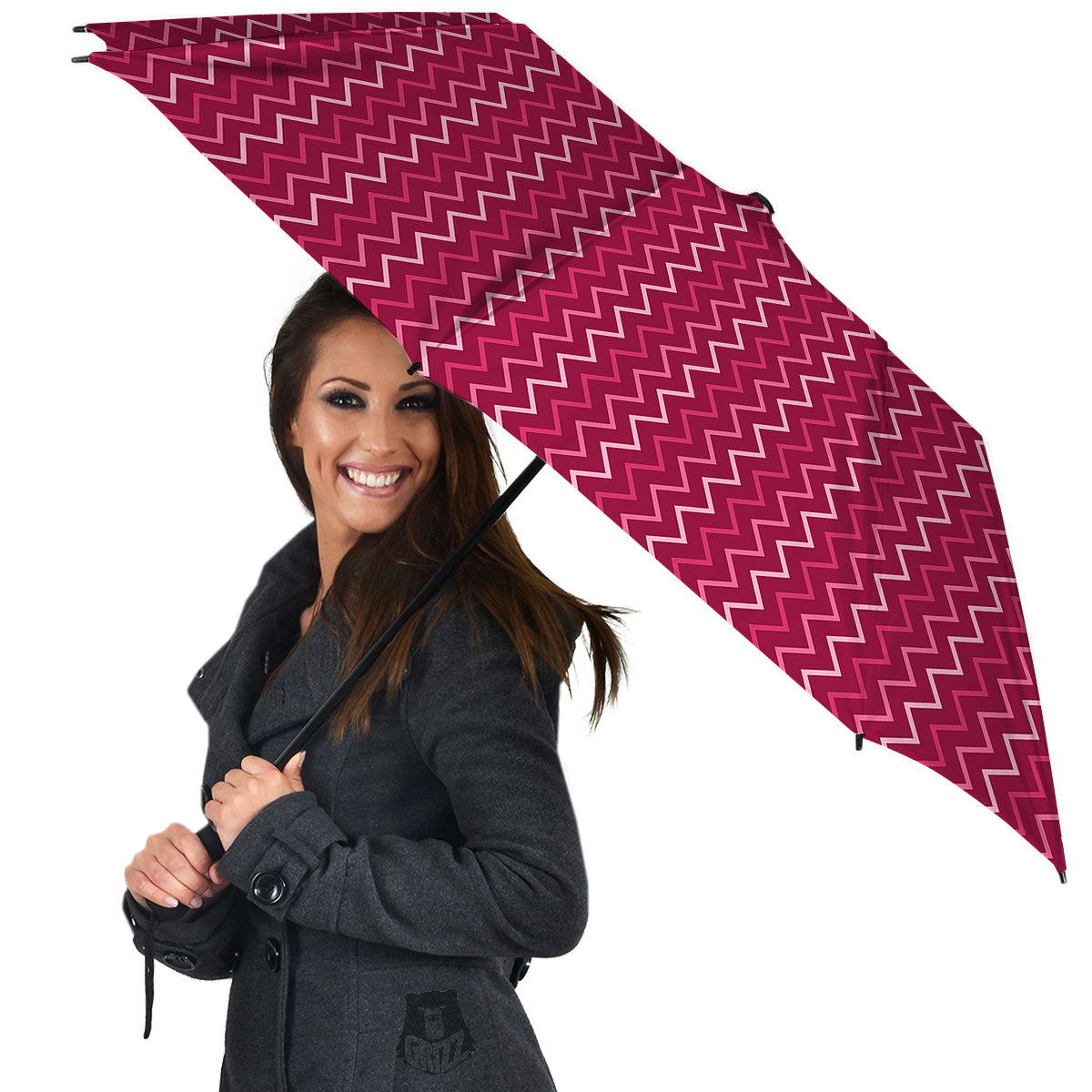 Zigzag Magenta Pink Print Pattern Umbrella-grizzshop