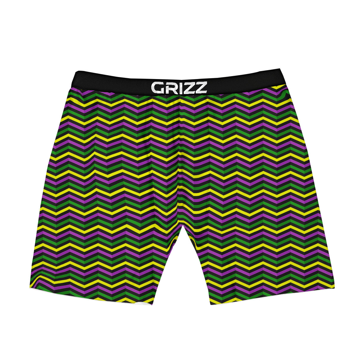 Zigzag Mardi Gras Print Pattern Boxer Briefs-grizzshop