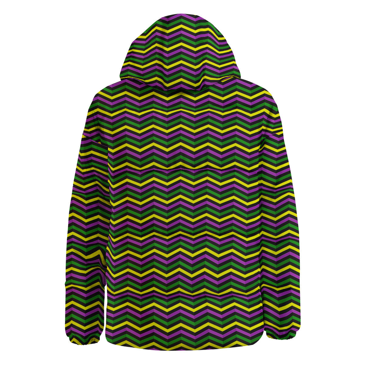 Zigzag Mardi Gras Print Pattern Down Jacket-grizzshop