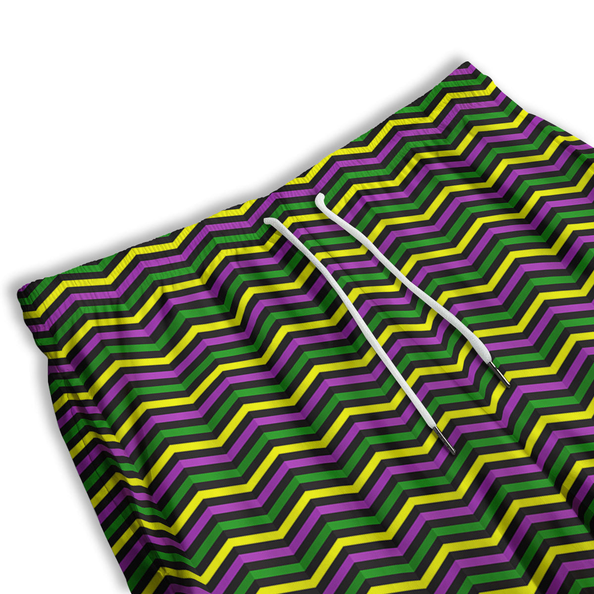 Zigzag Mardi Gras Print Pattern Men's Athletic Shorts