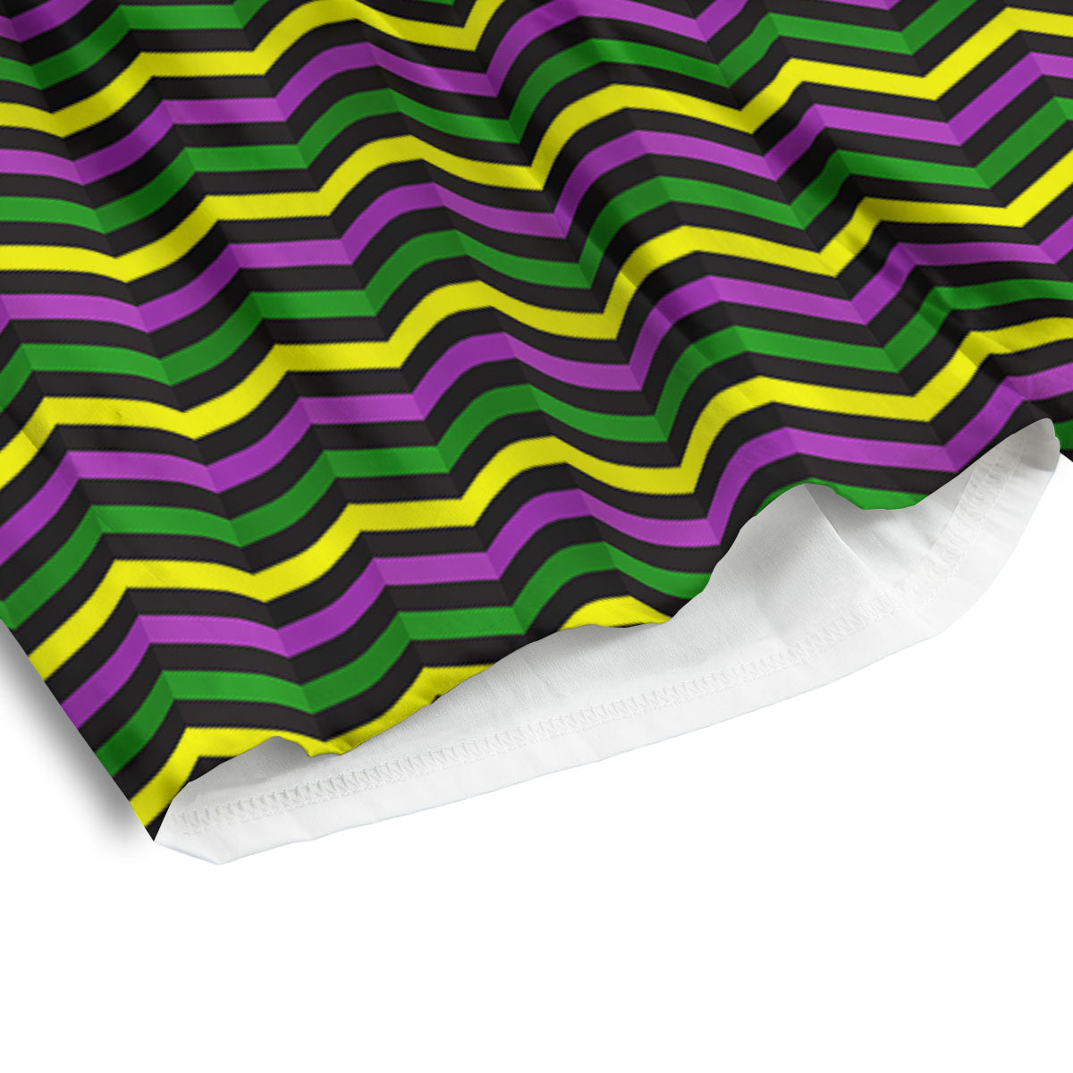 Zigzag Mardi Gras Print Pattern Men's Athletic Shorts