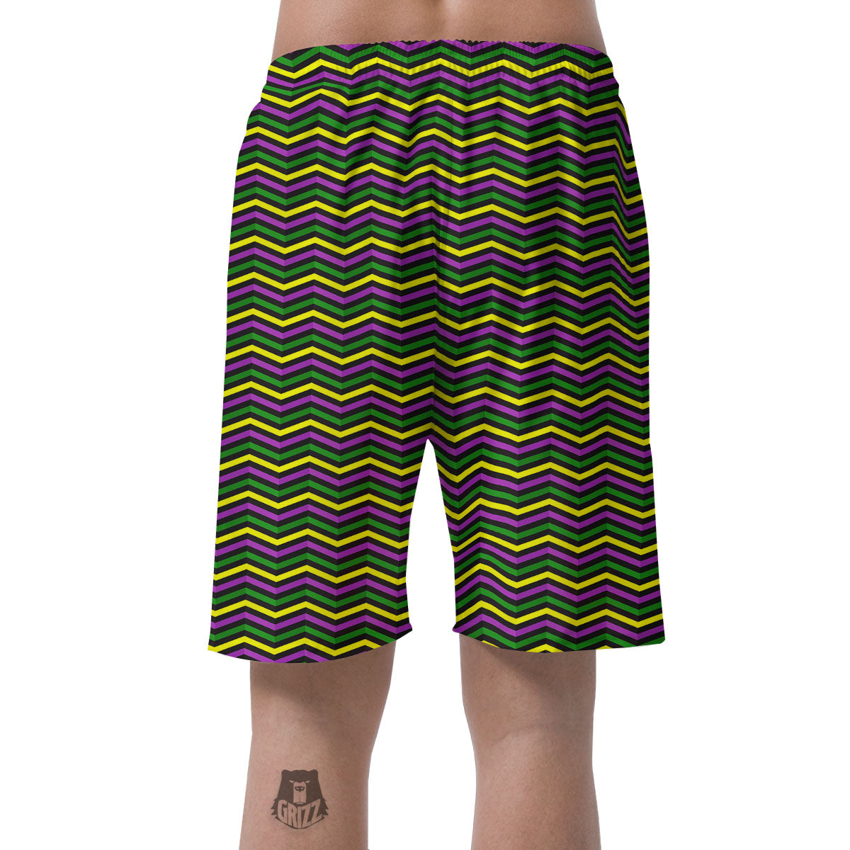 Zigzag Mardi Gras Print Pattern Men's Shorts-grizzshop