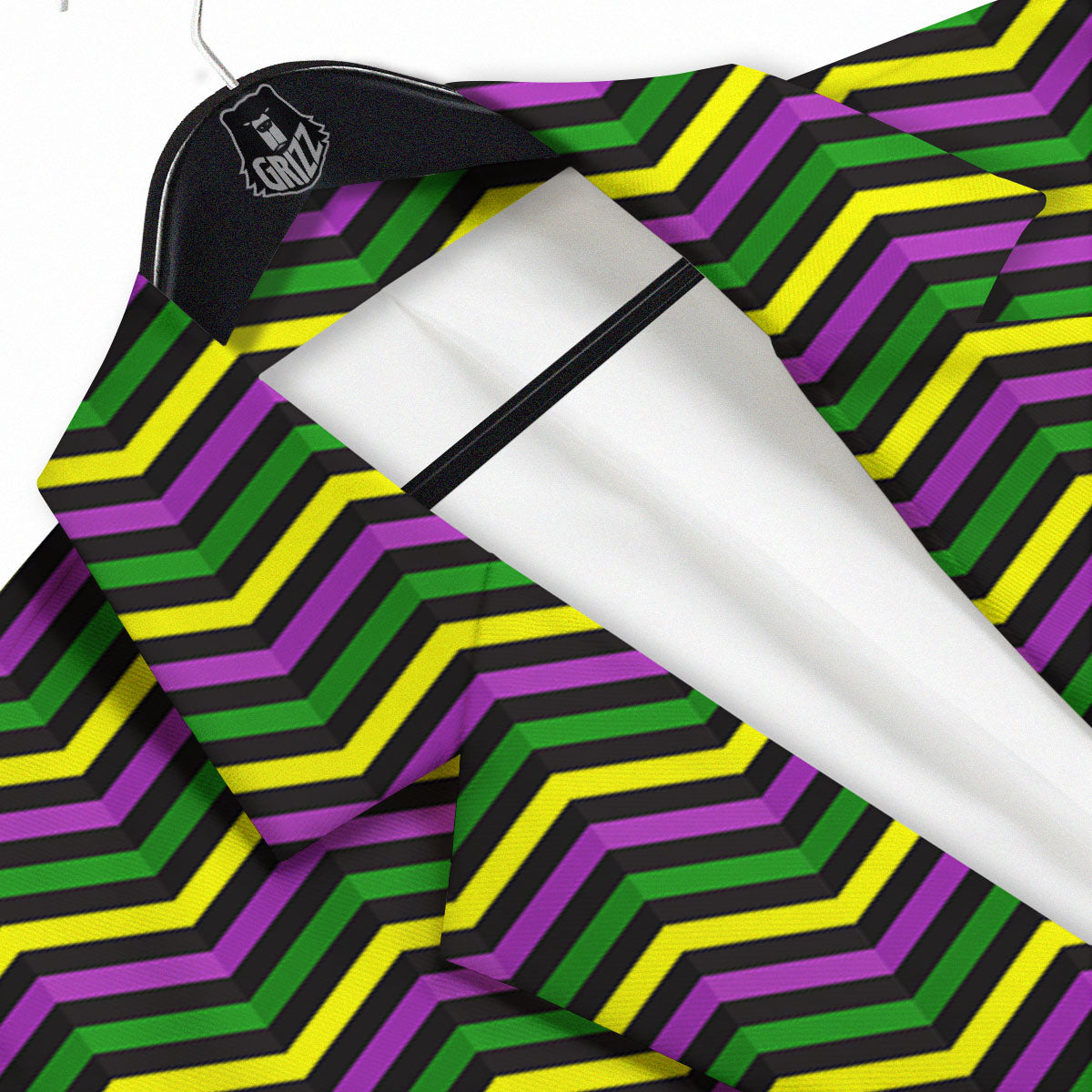 Zigzag Mardi Gras Print Pattern Men's Sport Coat-grizzshop