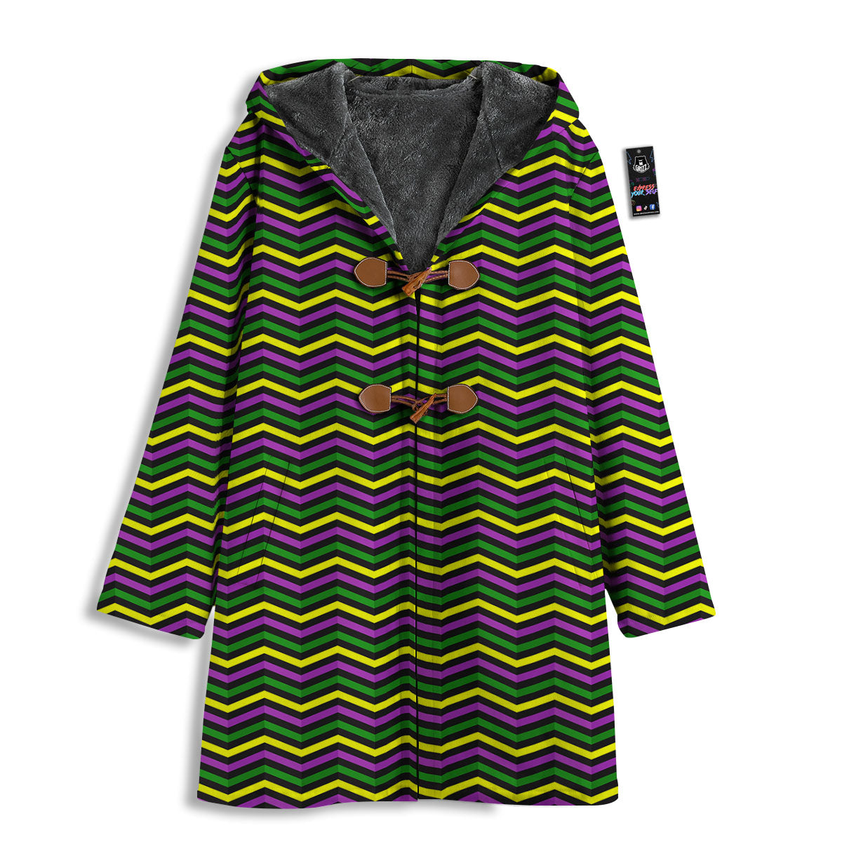 Zigzag Mardi Gras Print Pattern Men's Windbreaker Jacket-grizzshop