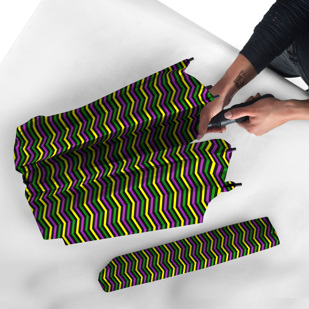 Zigzag Mardi Gras Print Pattern Umbrella-grizzshop
