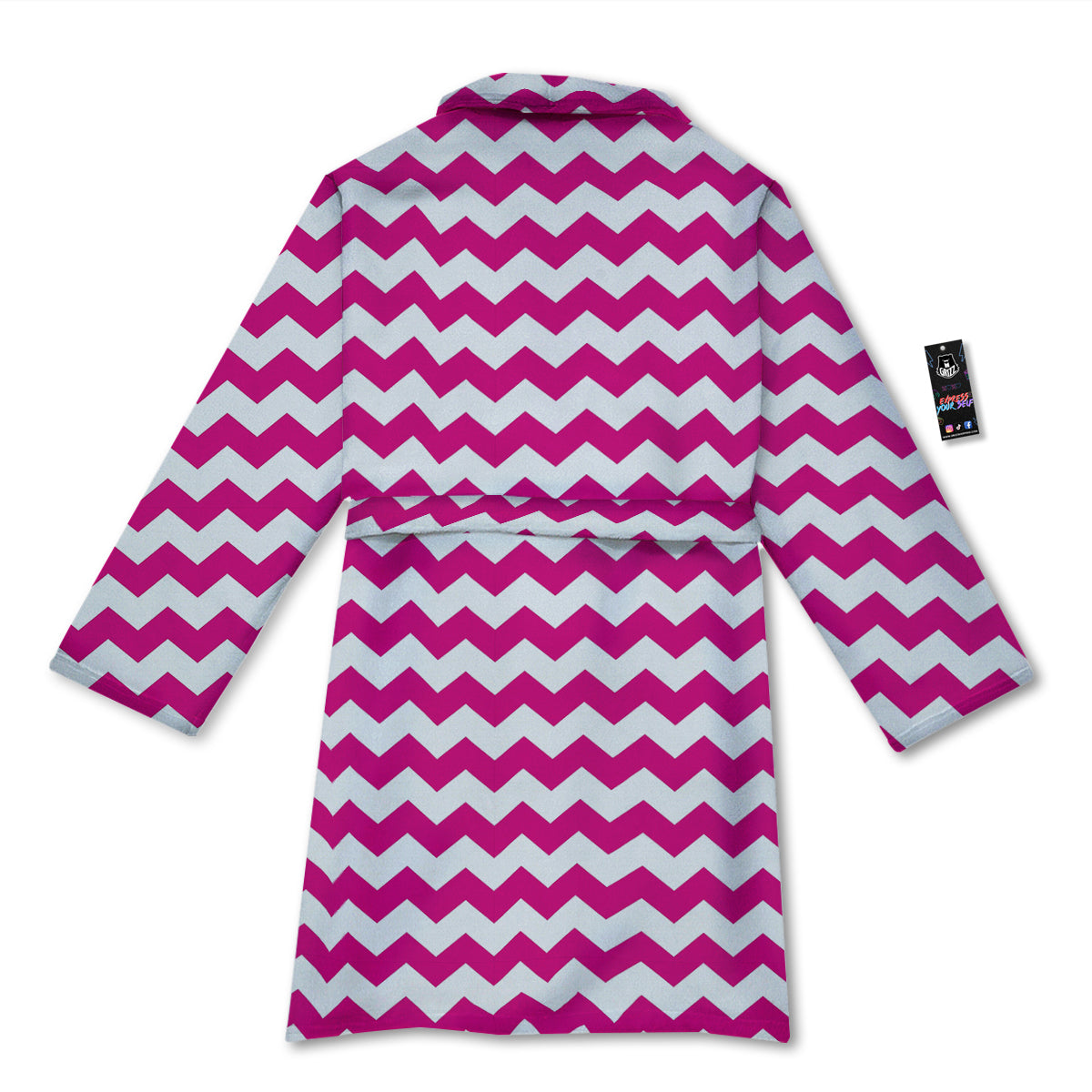 Zigzag Pink And White Print Pattern Bathrobe-grizzshop