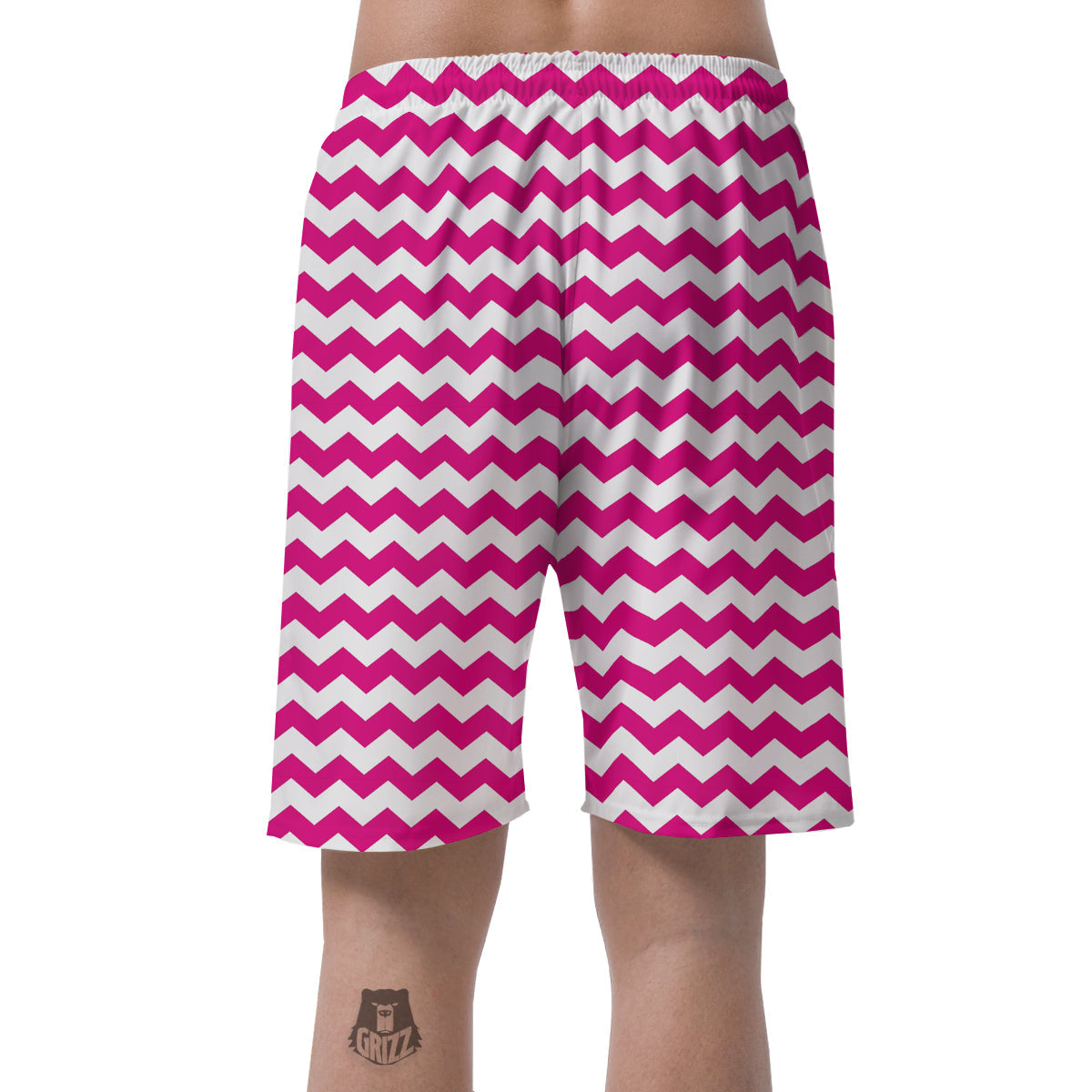 Zigzag Pink And White Print Pattern Men's Shorts-grizzshop