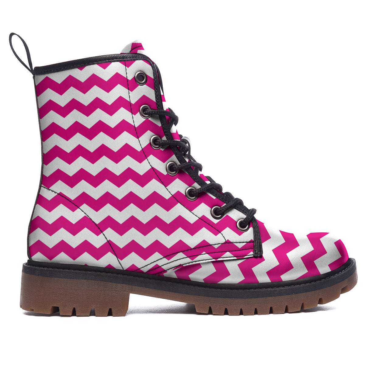 Zigzag Pink And White Print Pattern Work Boots-grizzshop