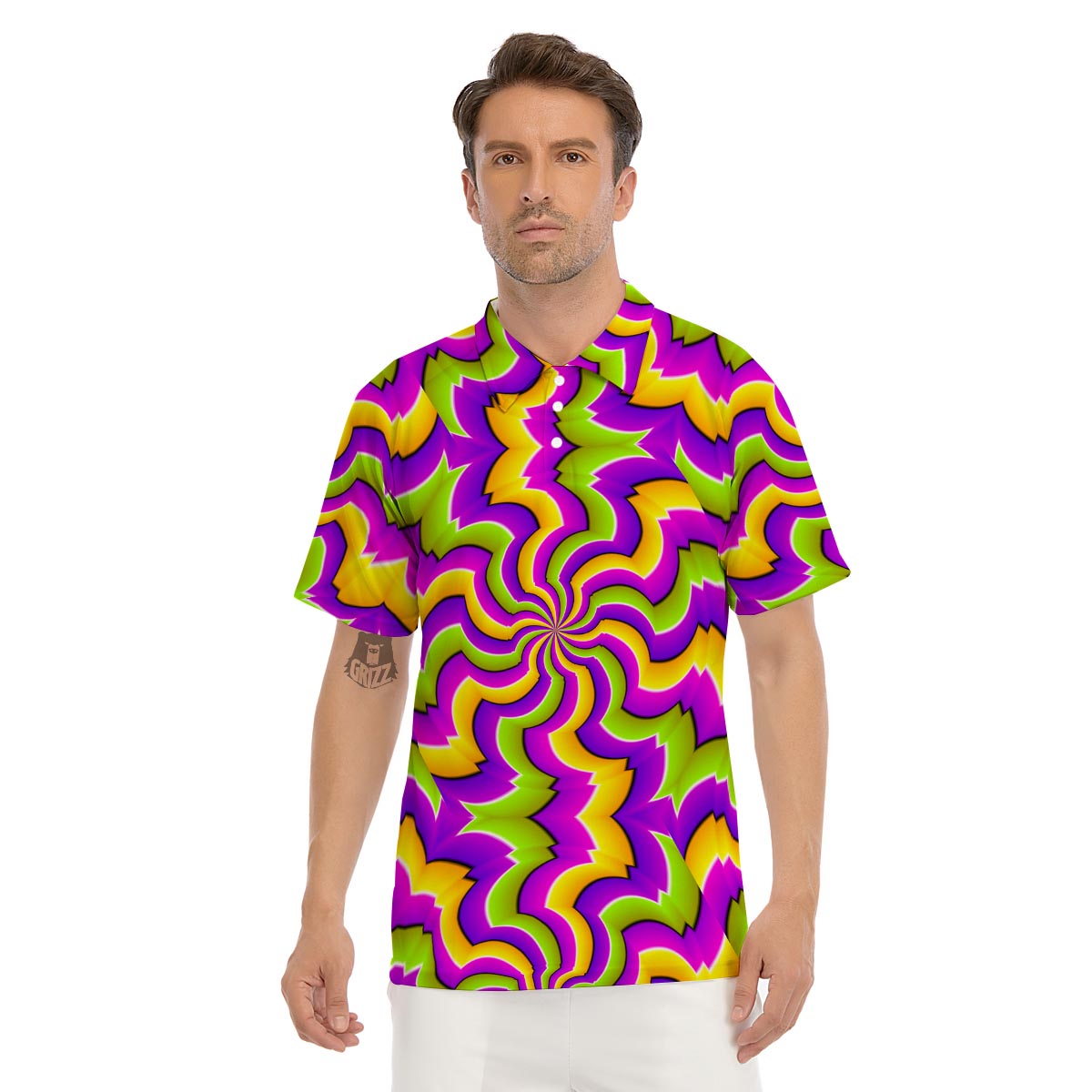 Zigzag Psychedelic Optical illusion Men's Golf Shirts-grizzshop