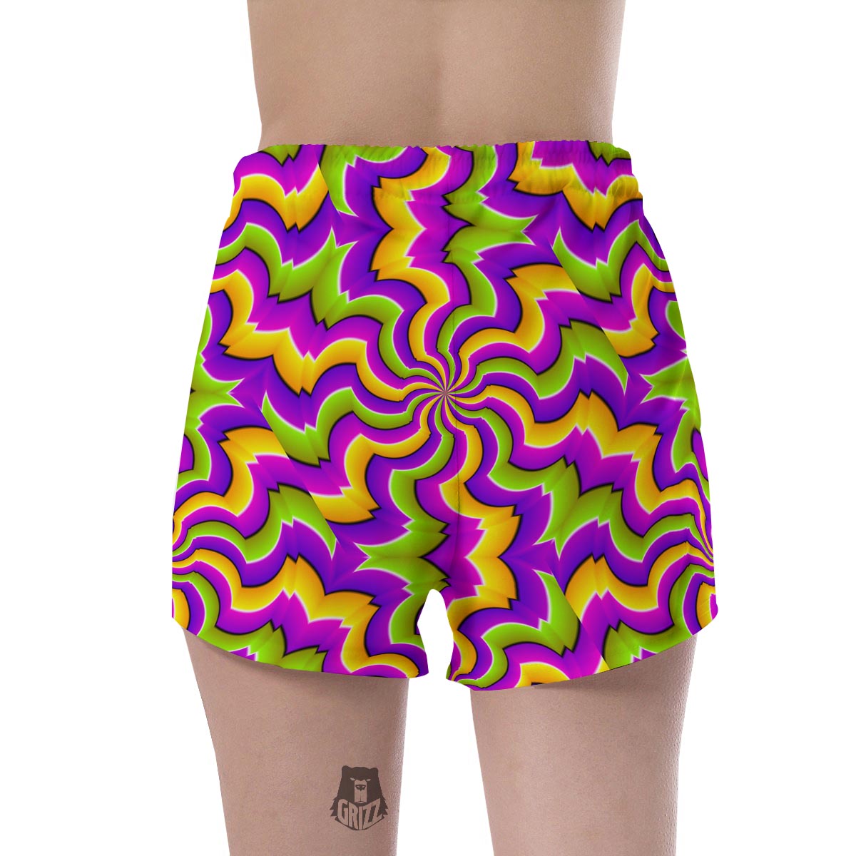 Zigzag Psychedelic Optical illusion Women's Shorts-grizzshop