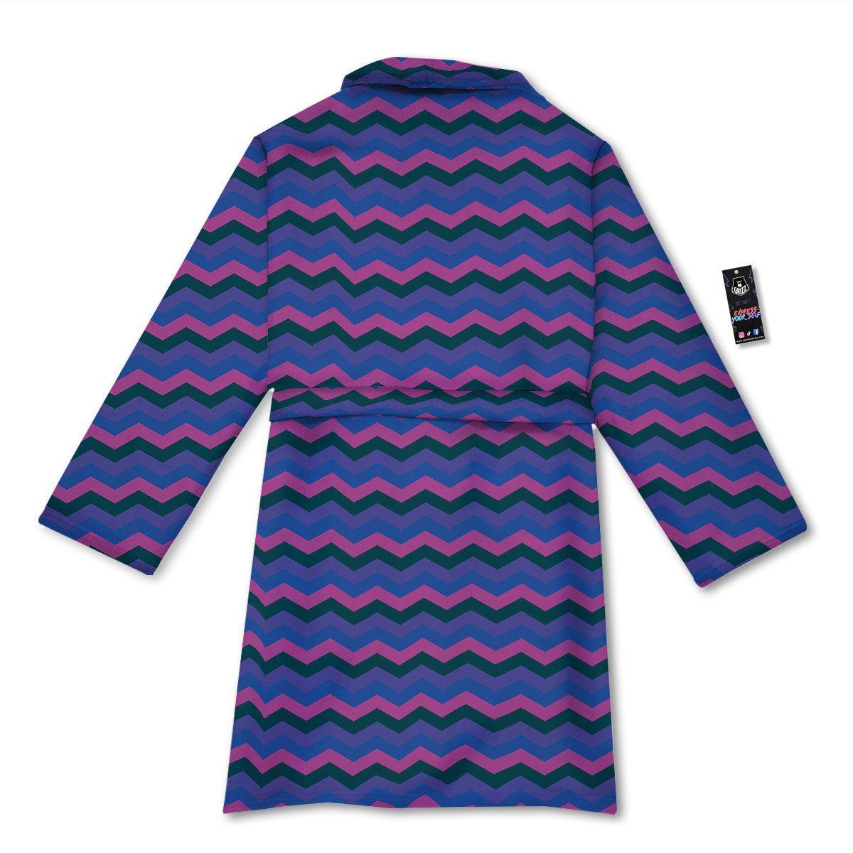 Zigzag Purple And Blue Print Pattern Bathrobe-grizzshop