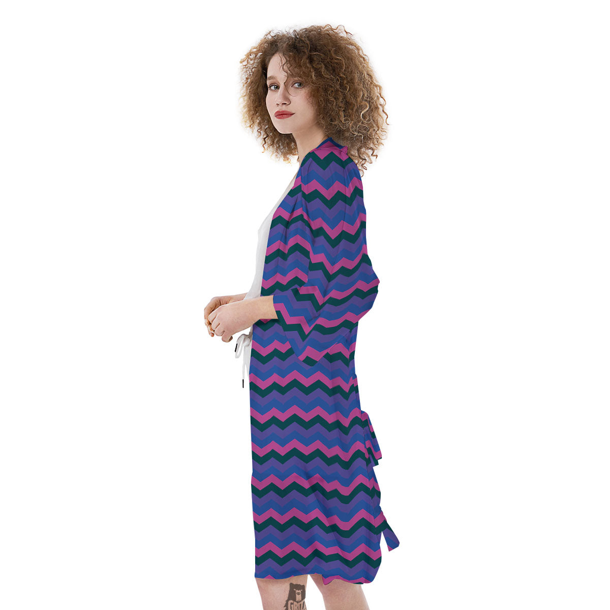 Zigzag Purple And Blue Print Pattern Kimono-grizzshop