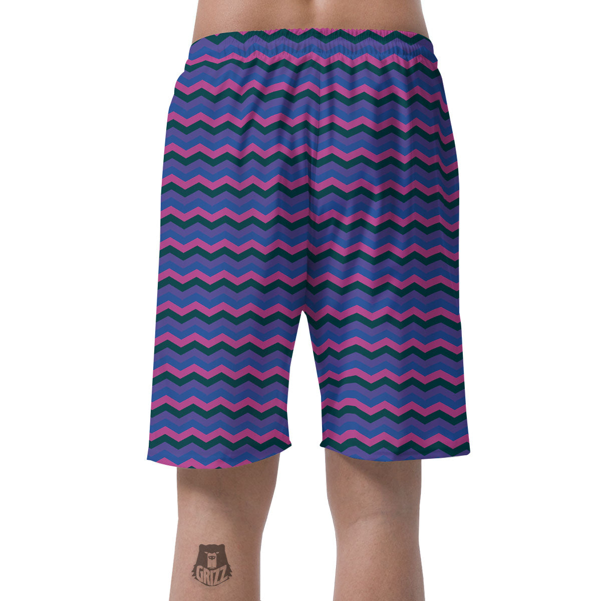 Zigzag Purple And Blue Print Pattern Men's Shorts-grizzshop