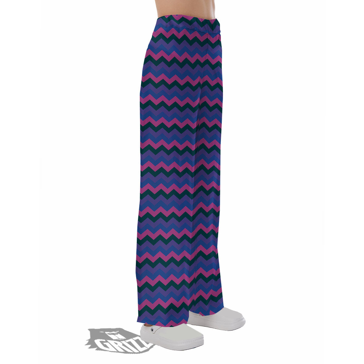 Zigzag Purple And Blue Print Pattern Pajama Pants-grizzshop