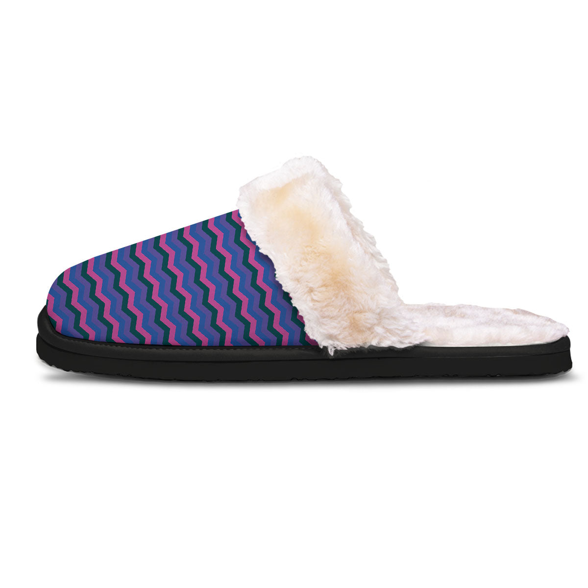 Zigzag Purple And Blue Print Pattern Slippers-grizzshop