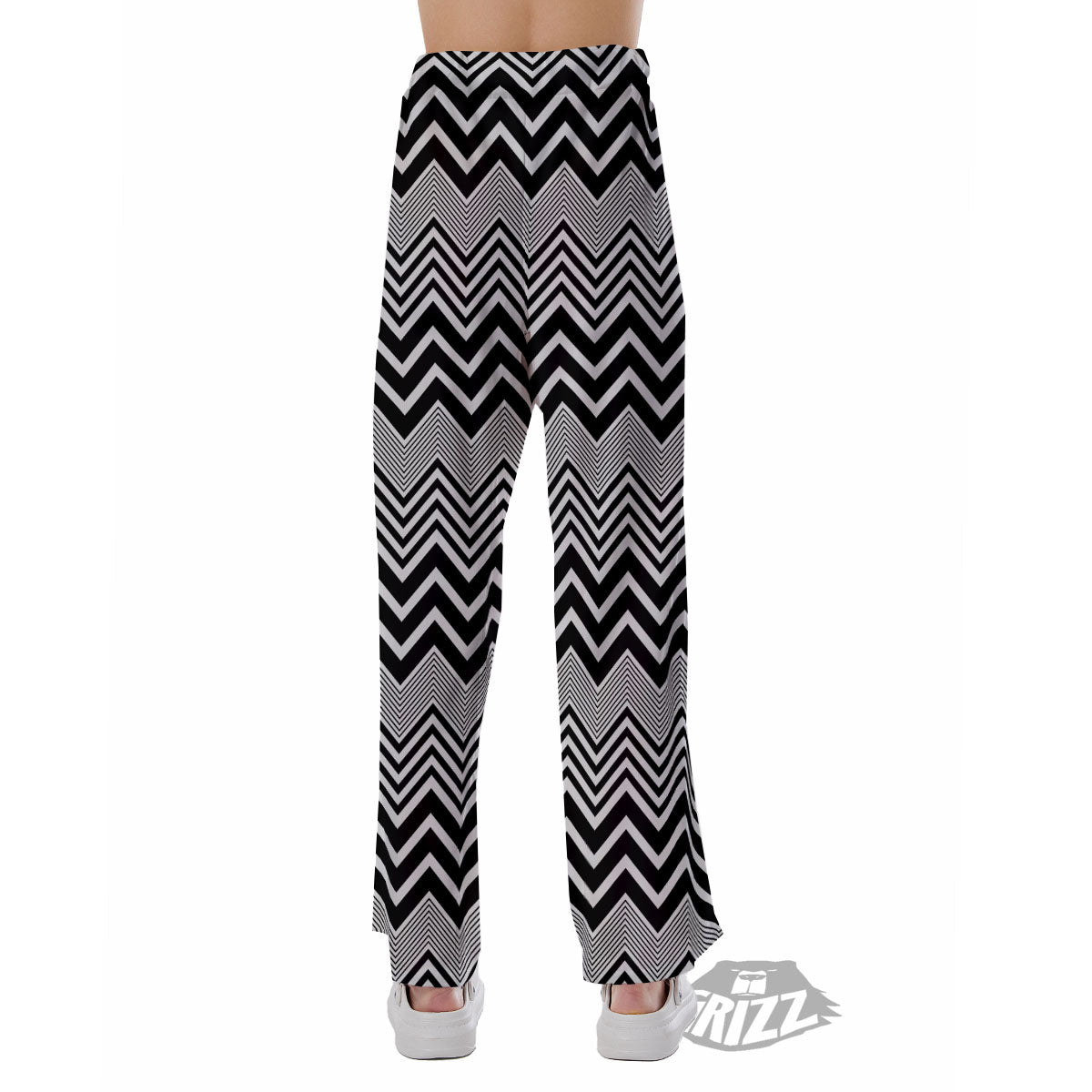 Zigzag White And Black Print Pattern Pajama Pants-grizzshop