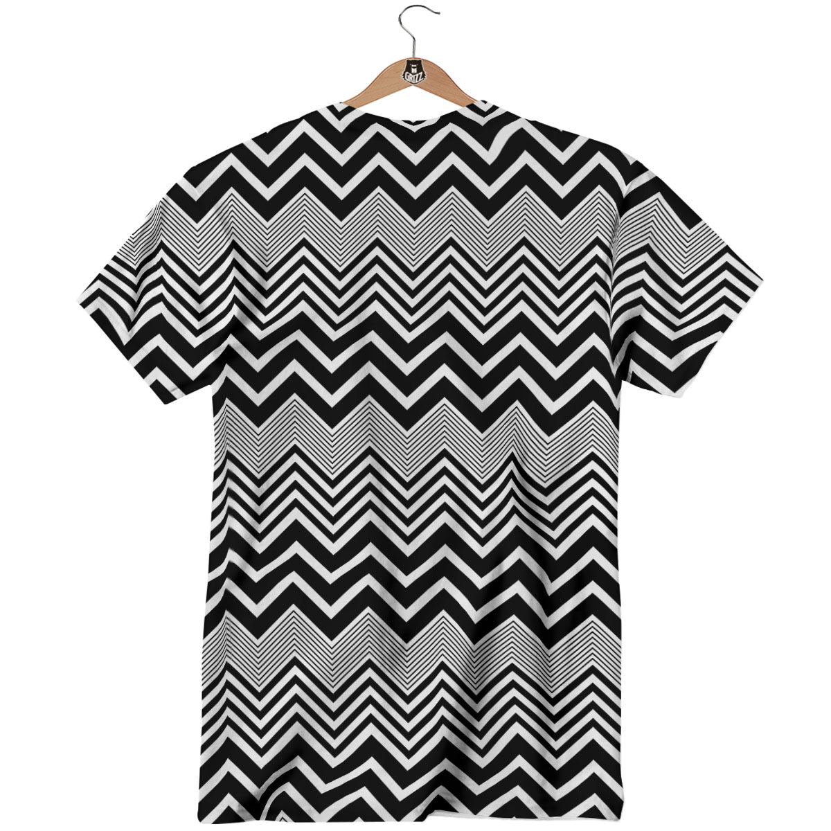 Zigzag White And Black Print Pattern T-Shirt-grizzshop