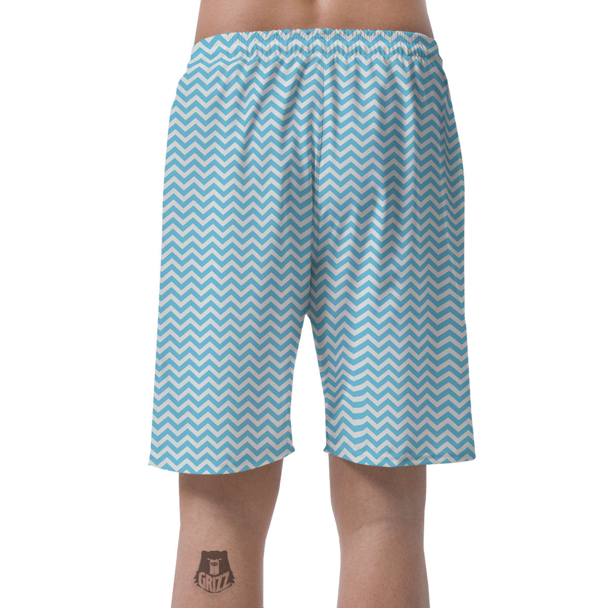 Zigzag White And Blue Print Pattern Men's Shorts-grizzshop